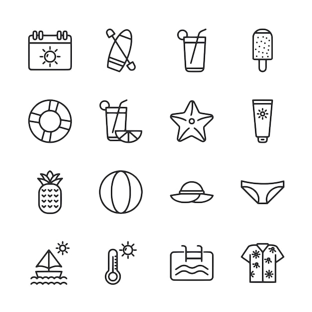 Iconos de vacaciones de verano
