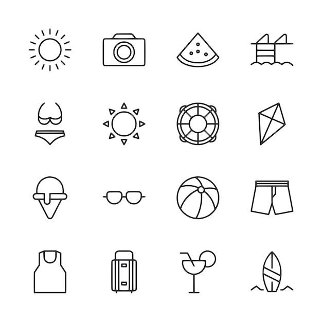 Iconos de las vacaciones de verano