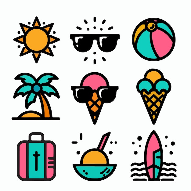 Iconos de las vacaciones de verano