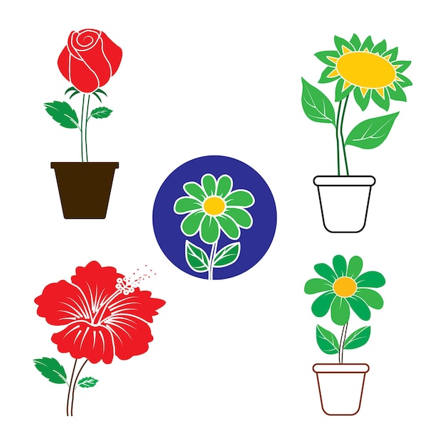 Iconos de varios tipos de flores.