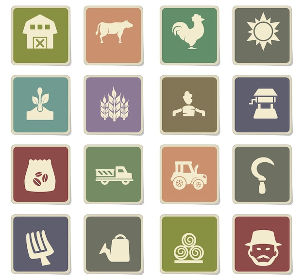 Iconos de vector de agricultura para el diseño de interfaz de usuario