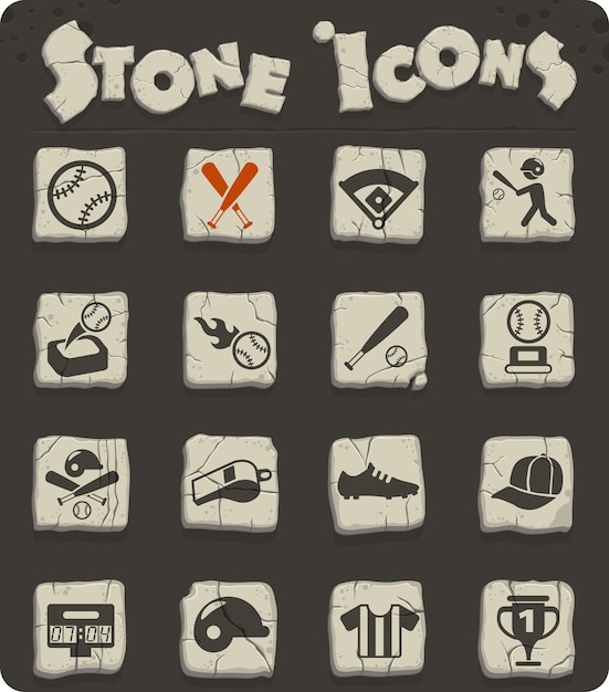 Iconos de vector de béisbol para diseño web y de interfaz de usuario