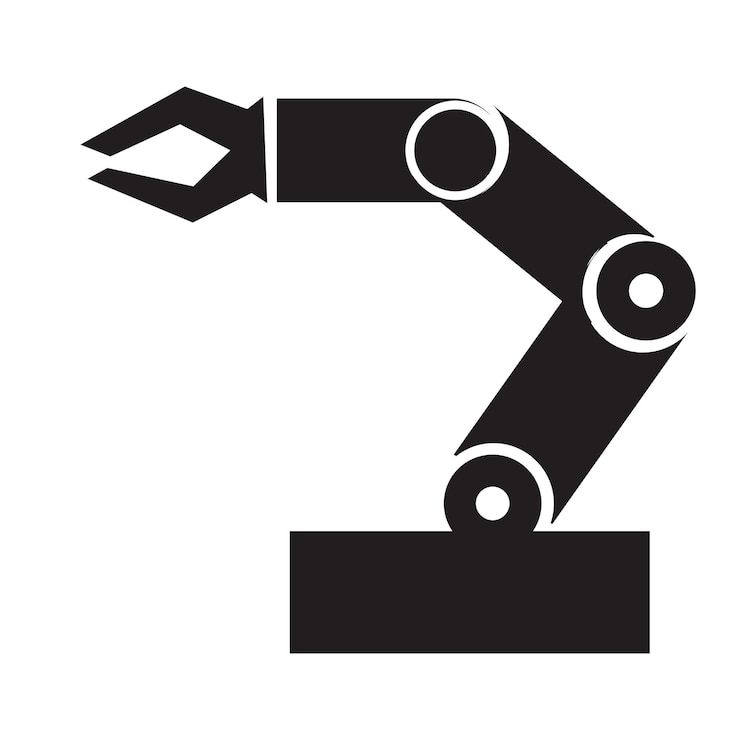 Vector iconos de vector de brazo de robot mecánico industrial