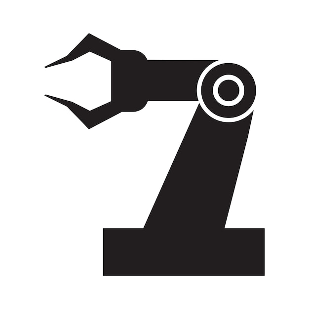 Iconos de vector de brazo de robot mecánico industrial