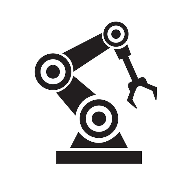 Iconos de vector de brazo de robot mecánico industrial