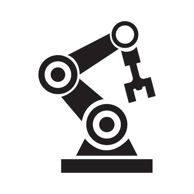 Iconos de vector de brazo de robot mecánico industrial