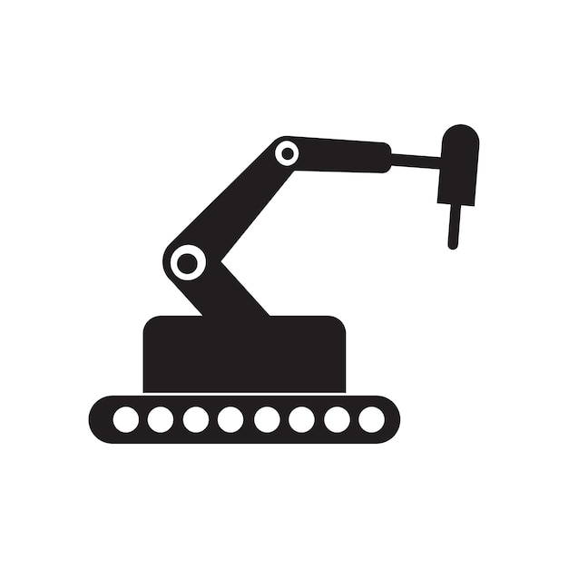 Iconos de vector de brazo de robot mecánico industrial