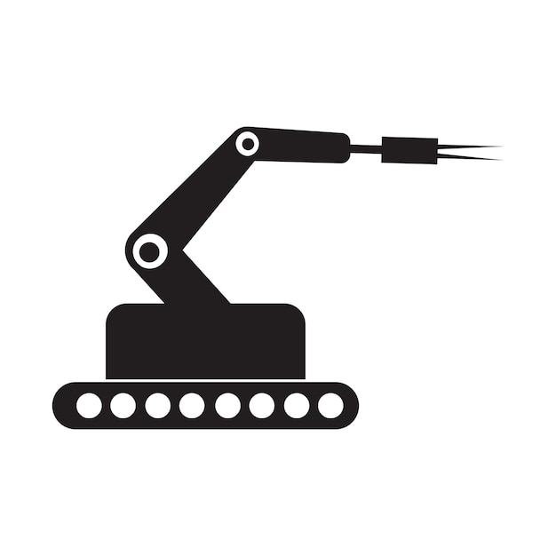 Iconos de vector de brazo de robot mecánico industrial
