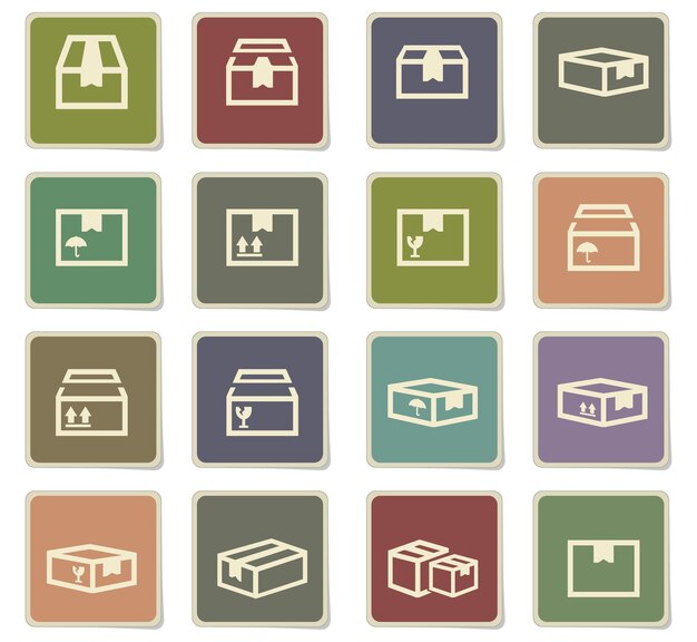 Iconos de vector de caja para el diseño de interfaz de usuario