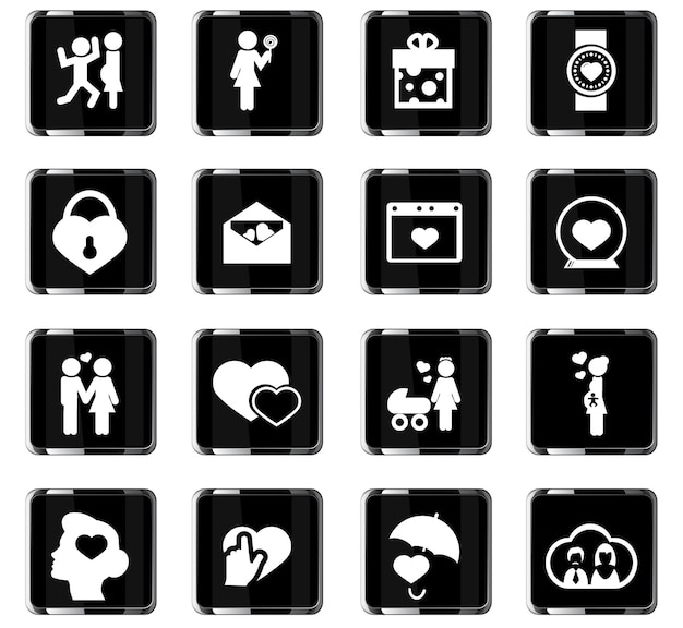 Iconos de vector de día de San Valentín para el diseño de la interfaz de usuario