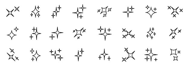 Iconos de vector de estrella Colección de estrellas Conjunto de formas de brillo Siluetas de estrella