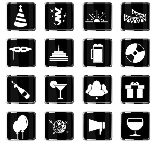 Iconos de vector de fiesta para el diseño de la interfaz de usuario