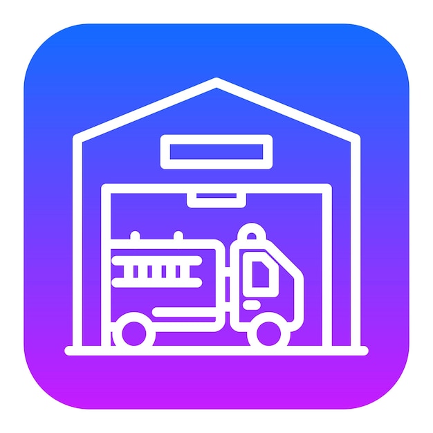 Iconos del vector del garaje de los bomberos