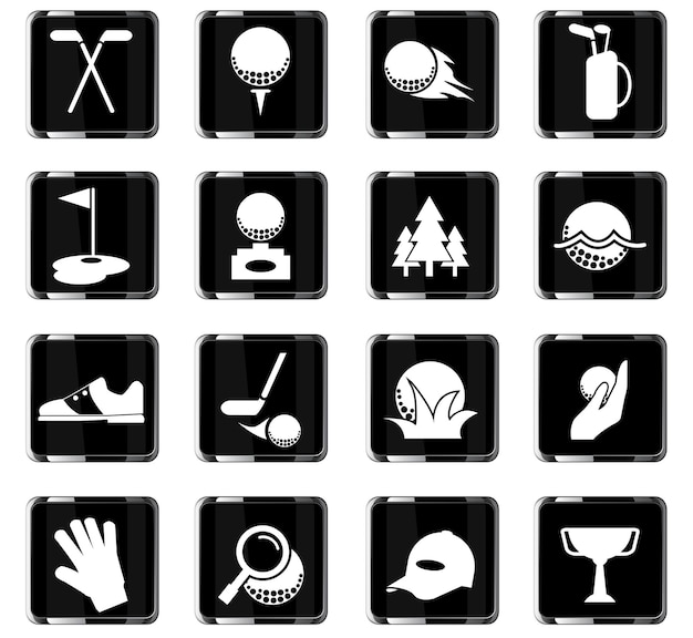 Iconos de vector de golf para el diseño de la interfaz de usuario