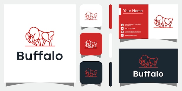 Iconos de vector de inspiración de diseño de logotipo de búfalo vector premium