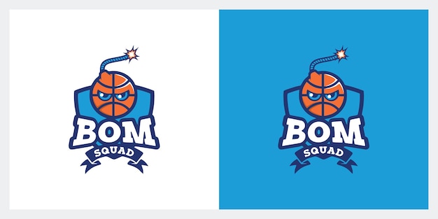 Iconos de vector de inspiración de diseño de logotipo de escuadrón de cesta Vector Premium
