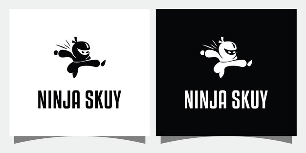 Iconos de vector de inspiración de diseño de logotipo ninja Vector Premium