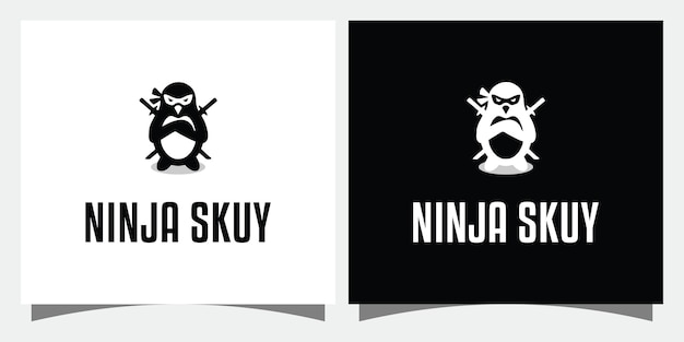 Iconos de vector de inspiración de diseño de logotipo ninja Vector Premium