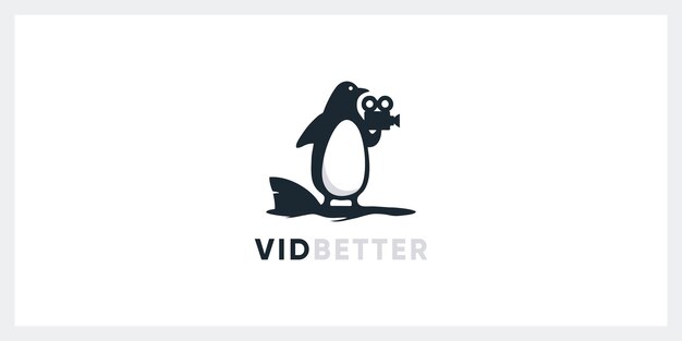 Iconos de vector de inspiración de diseño de logotipo de pingüino Vector Premium