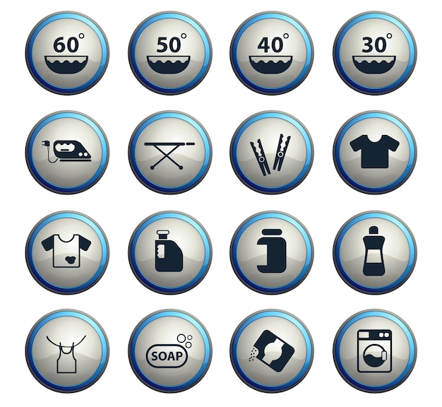 Iconos de vector de lavandería para diseño web y de interfaz de usuario