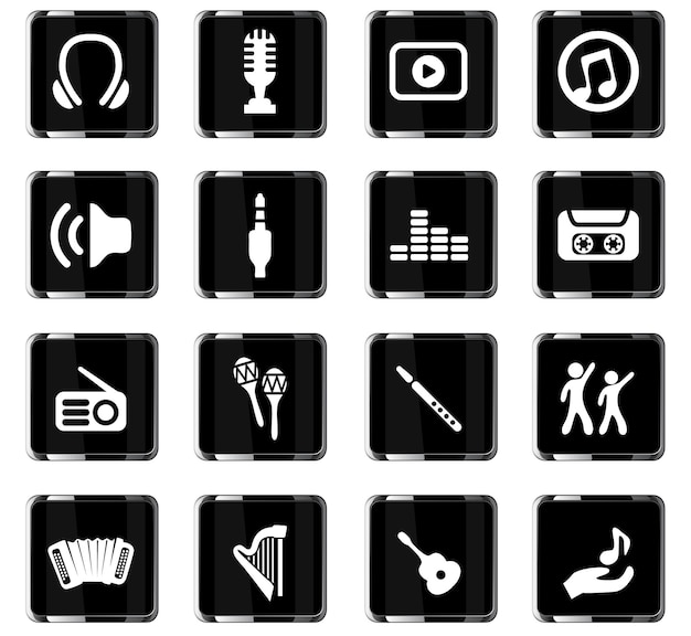 Iconos de vector de música para el diseño de la interfaz de usuario