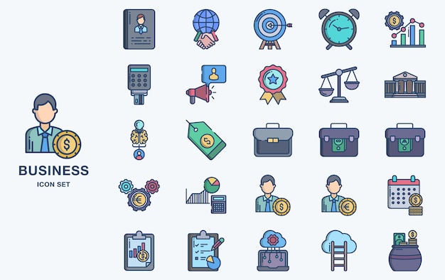 Iconos de vector de negocios y finanzas