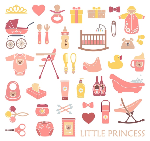Iconos de Vector de niña recién nacida