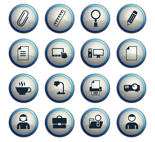 Iconos de vector de oficina para diseño web y de interfaz de usuario