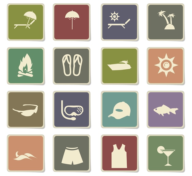 iconos de vector de playa para el diseño de interfaz de usuario