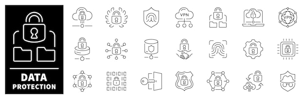 Iconos del vector de protección de datos