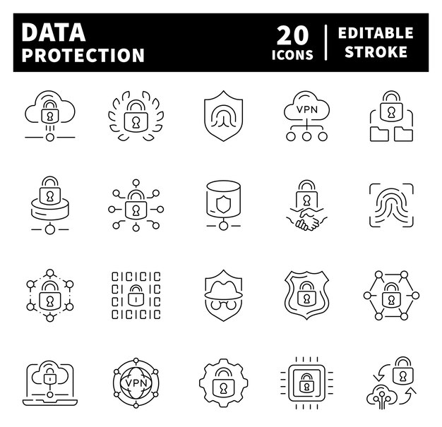 Iconos del vector de protección de datos