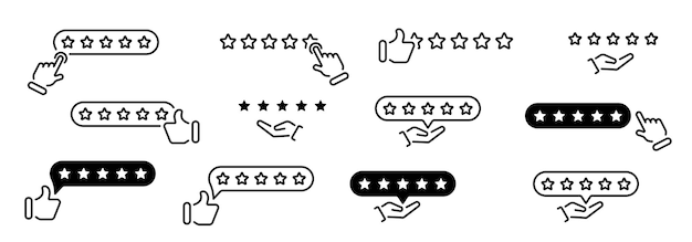 Iconos del vector de reseñas de clientes