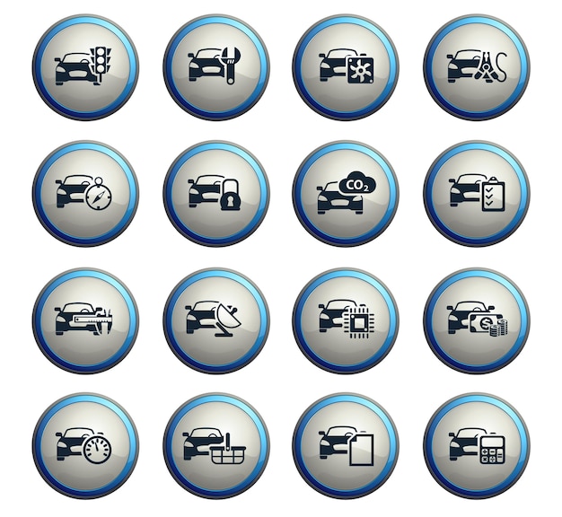 Iconos de vector de servicio de coche para diseño de interfaz de usuario y web