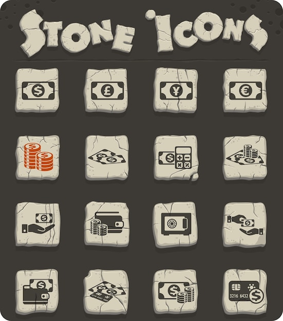 Iconos de vector de símbolos de dinero para diseño de interfaz de usuario y web