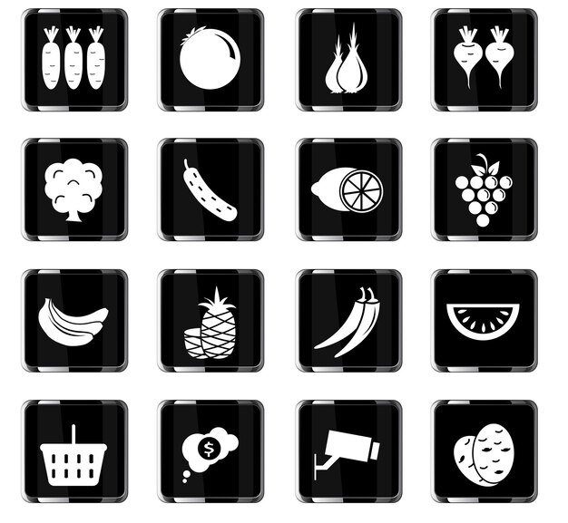 Iconos de vector de tienda de comestibles para el diseño de la interfaz de usuario