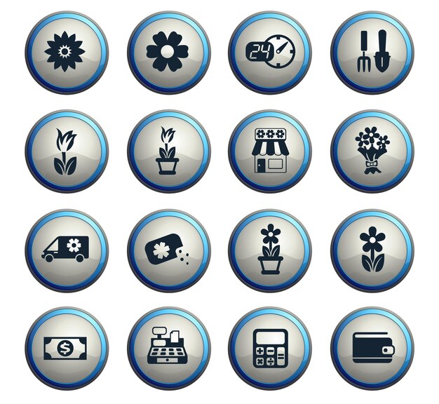 Iconos de vector de tienda de flores para diseño web y de interfaz de usuario