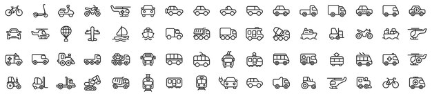 Iconos de vector de transporte Colección de símbolos de transporte Iconos de vehículos