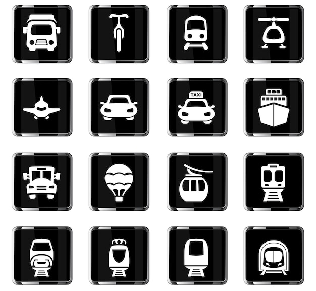 Iconos de vector de transporte para el diseño de la interfaz de usuario