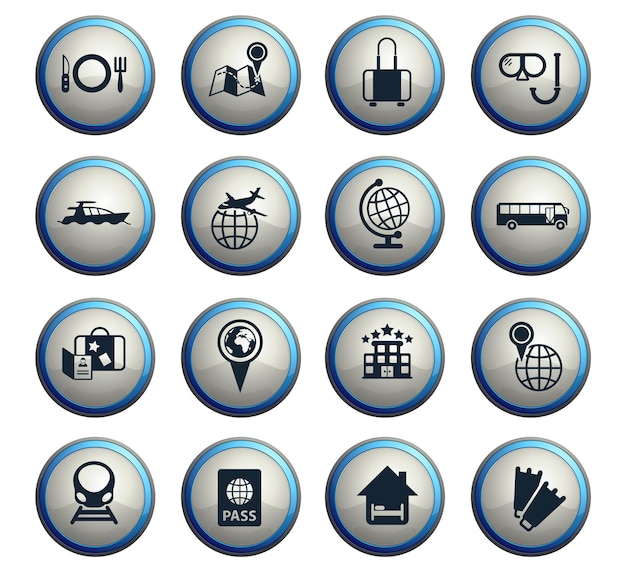 Iconos de vector de viaje para diseño web y de interfaz de usuario