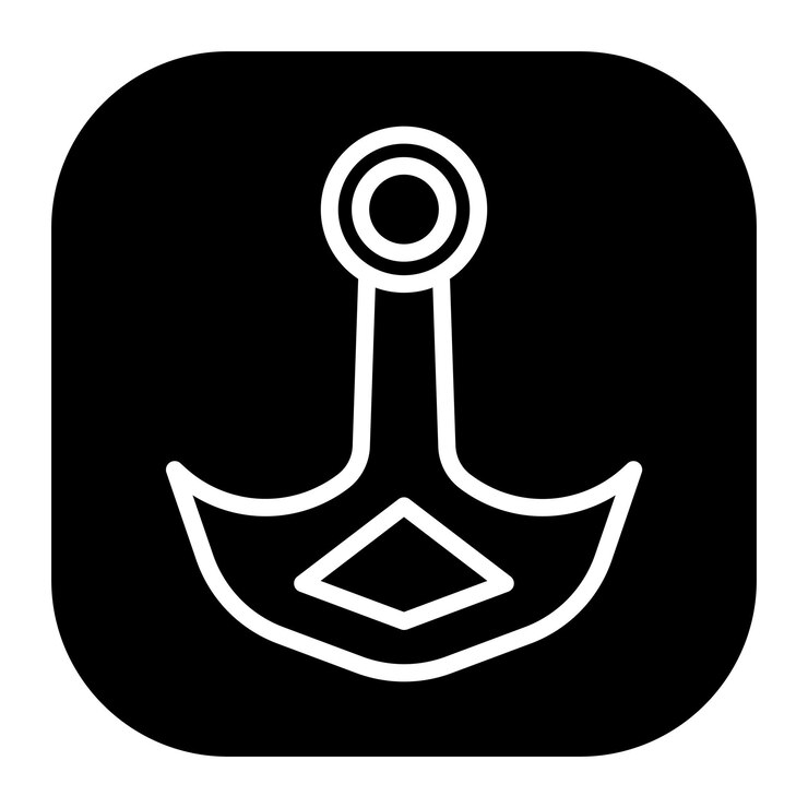 Vector iconos de vectores de anclaje de buques
