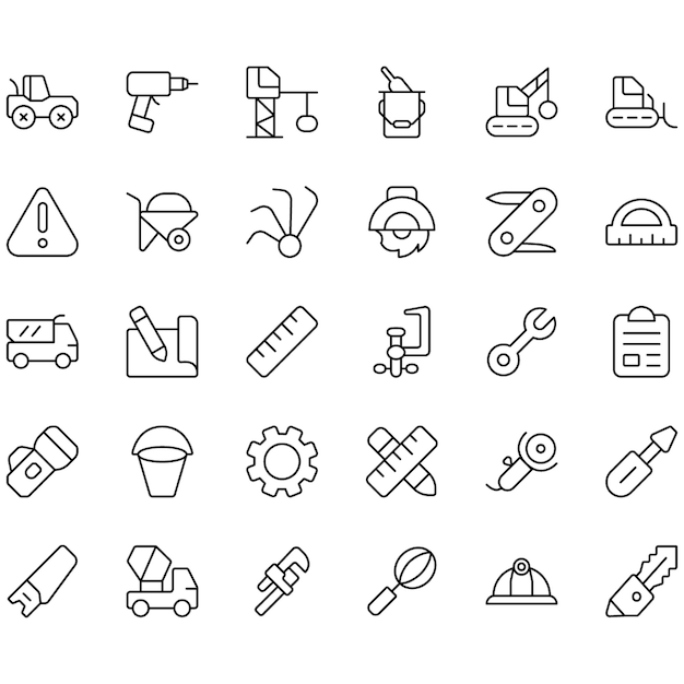 Iconos de vectores de contorno de construcción
