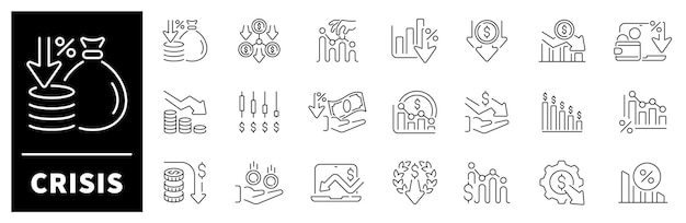 Iconos de vectores de crisis
