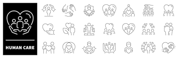 Iconos de vectores de cuidado humano