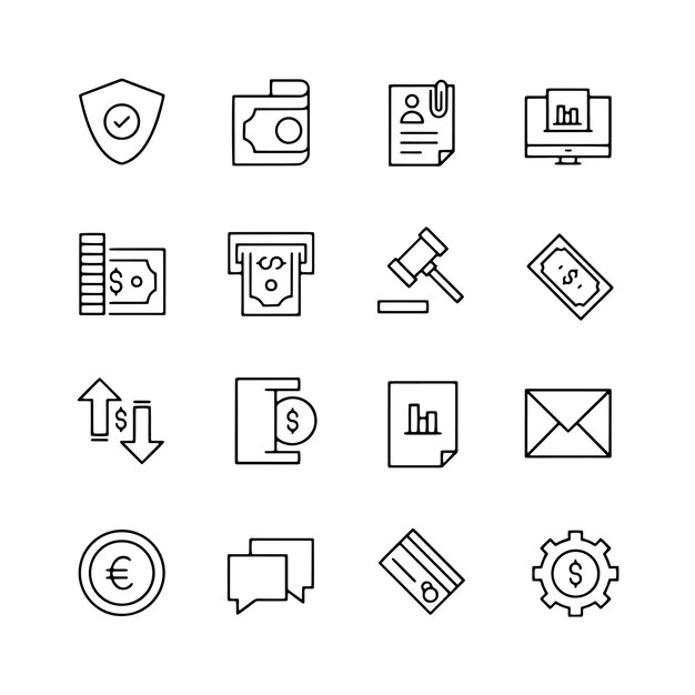 Iconos de vectores financieros editables y escalables para aplicaciones móviles páginas web infografías