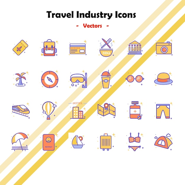 Iconos vectores de la industria de los viajes