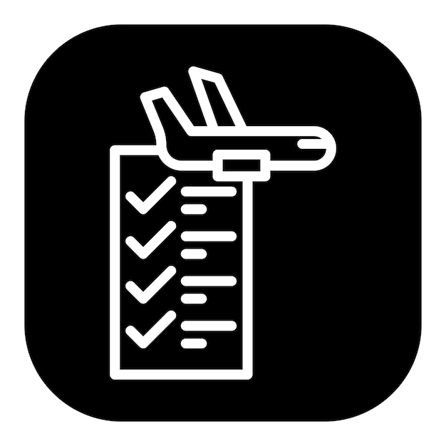 Iconos de vectores de la lista de control de vuelo