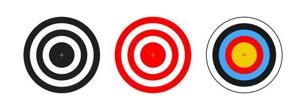 Iconos de vectores de objetivos de tiro con arco Conjunto de iconos de objetivos de tiros con arco de vista facial