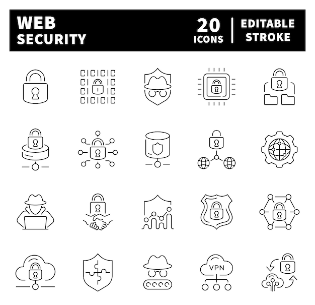 Iconos de vectores de seguridad web
