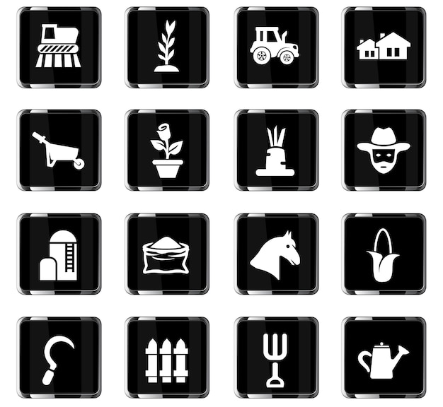 Iconos vectoriales de agricultura para el diseño de la interfaz de usuario