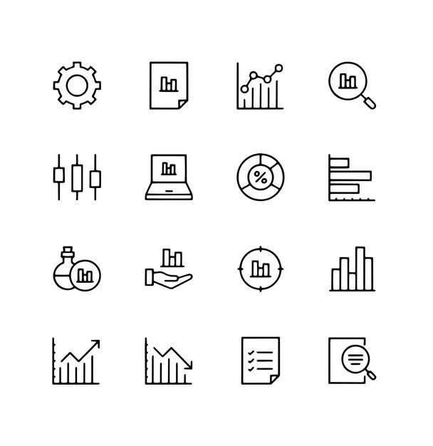 Iconos vectoriales de análisis de datos editable y escalable para aplicaciones móviles páginas web infografías